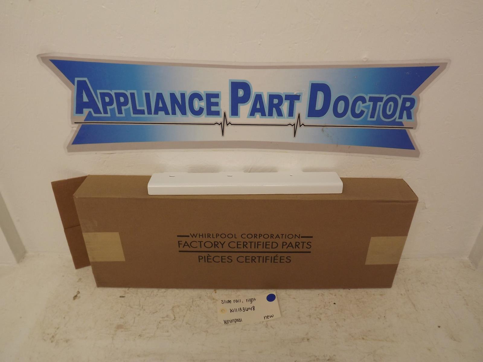 Whirlpool Refrigerator W11133648 Slide Rail, Right New Whirlpool Refrigerator W11133648 Slide Rail, Right New